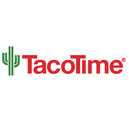 Taco Time logo featuring a cactus and bold red text. Perfect for fast food branding.