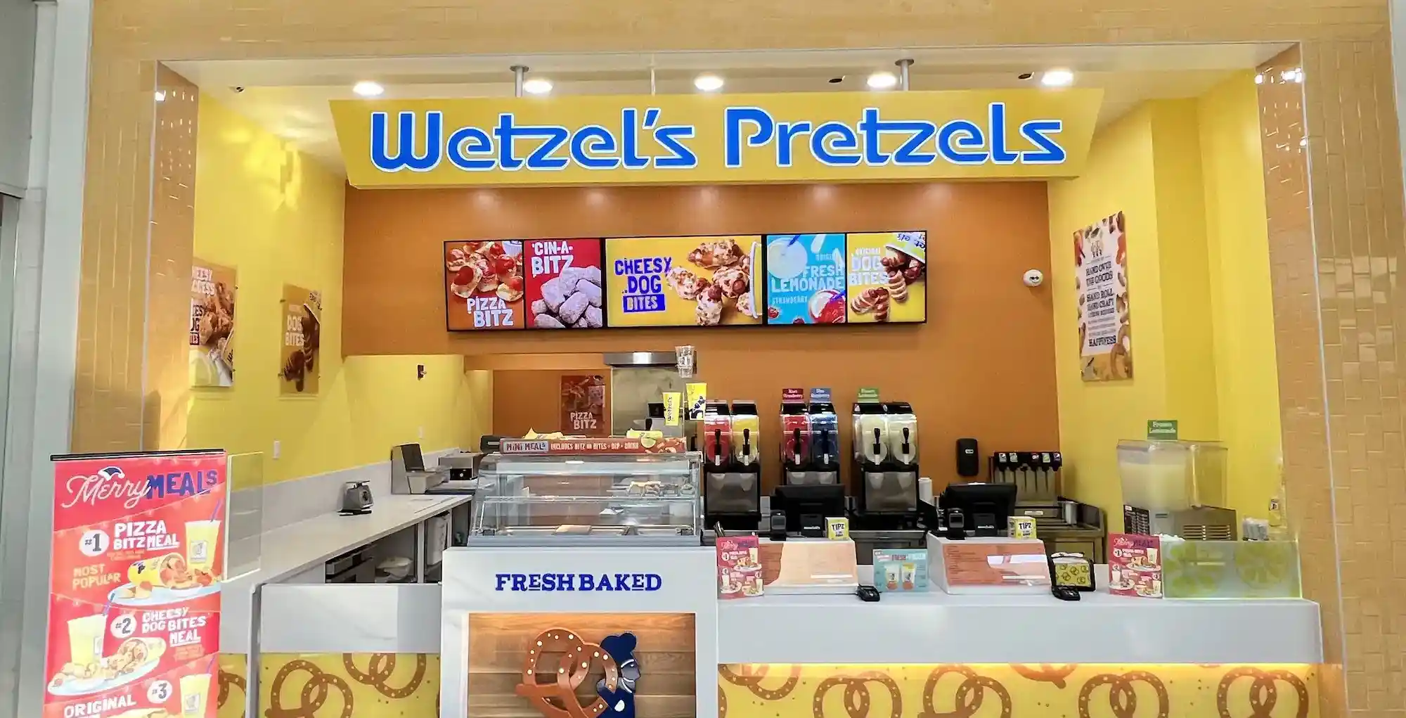 Wetzel's Pretzels franchise overview showcasing mall kiosk and store locations