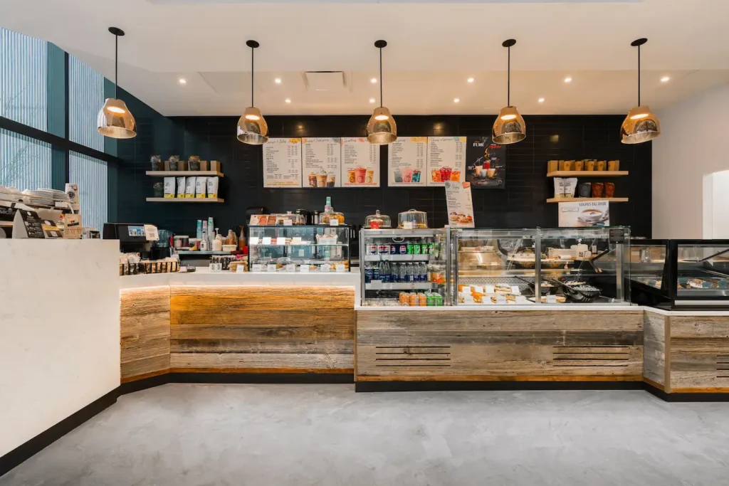 Well-organised Café Dépôt store counter featuring a variety of drinks, pastries, and the menu, showcasing the brand’s diverse product offerings.